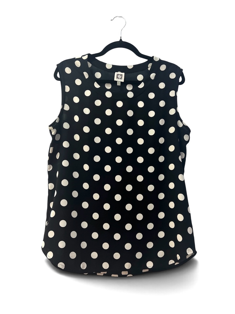 Anne Klein Black & White Polka Dot Sleeveless Blouse Top Size M